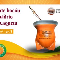 Mate bocón vidrio y vaqueta