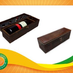 Caja de vino con accesorios